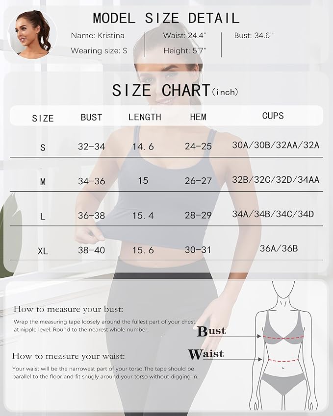 Everrysea Sports Bras for Women High Support Longline Workout Tank Tops Built in Bra Strappy Yoga Padded Crop Top
