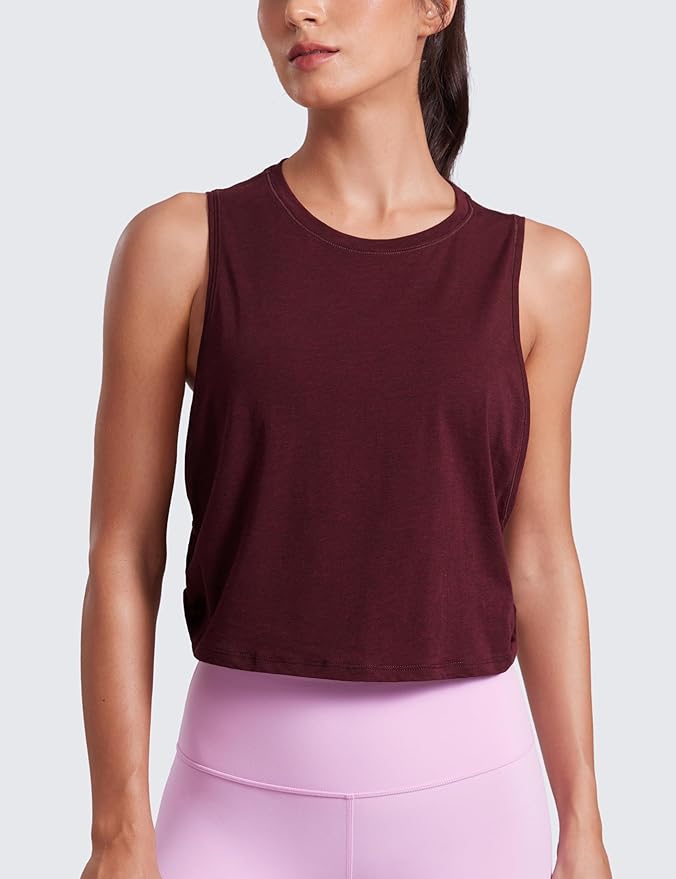 CRZ YOGA Pima Cotton Large Armhole Tank Tops for Women - Workout Sport Athletic Yoga Running Gym Loose Crop Sleeveless Shirts