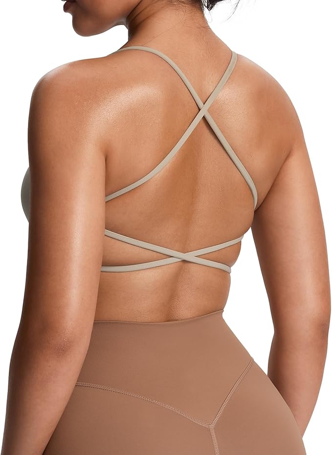 Aoxjox Women's Workout Sports Bras Fitness Trinity Ivy Low Impact Bra Yoga Crop Tank
