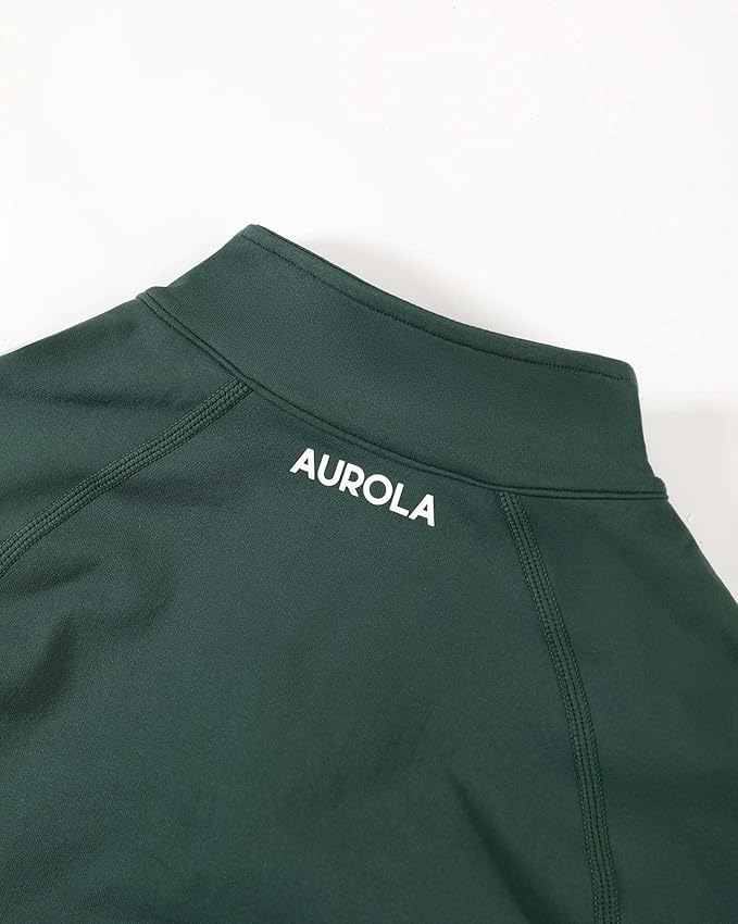 AUROLA Influence Workout Jacket for Women, Half Zip Cropped Slim Fit Long Sleeve Yoga Jackets Athletic Top with Thumb Holes
