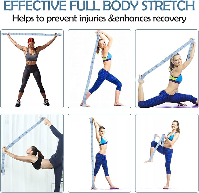 TIESOME Stretch Strap, Elastic Yoga Stretching Strap Multi-Loop for Physical Therapy Pilates Yoga Dance & Gymnastics Exercise and Flexible Pilates Stretch Band