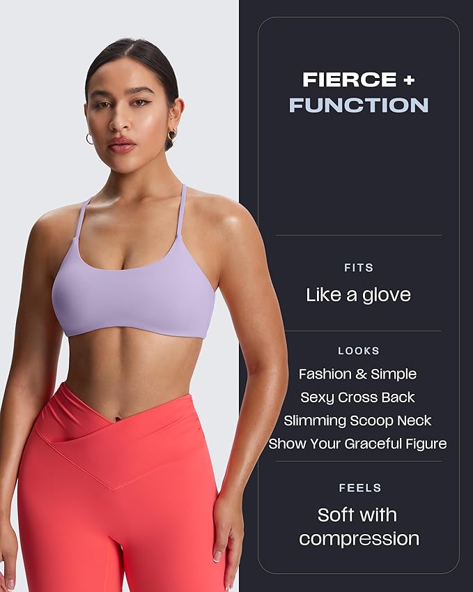 Aoxjox Women's Workout Sports Bras Fitness Trinity Ivy Low Impact Bra Yoga Crop Tank