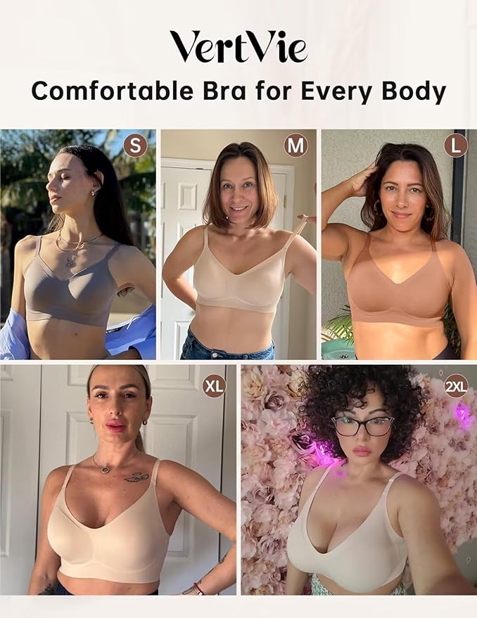 Vertvie Womens Seamless Jelly Bras No Underwire Comfort Push Up Bras Buttery Soft Wireless Bralette Full Coverage Sports Bra