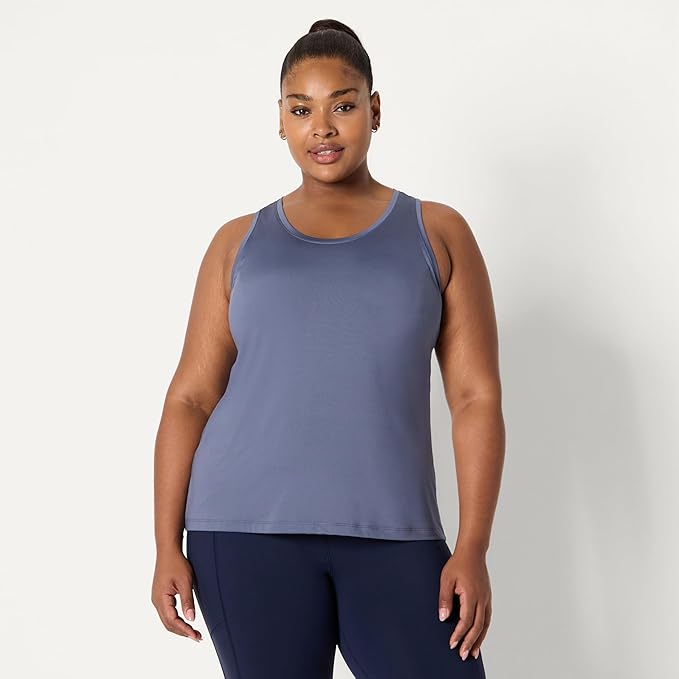 Amazon Essentials Women's Active Quick Dry Tech Stretch Racerback Scoop Neck Tank Top, Multipacks