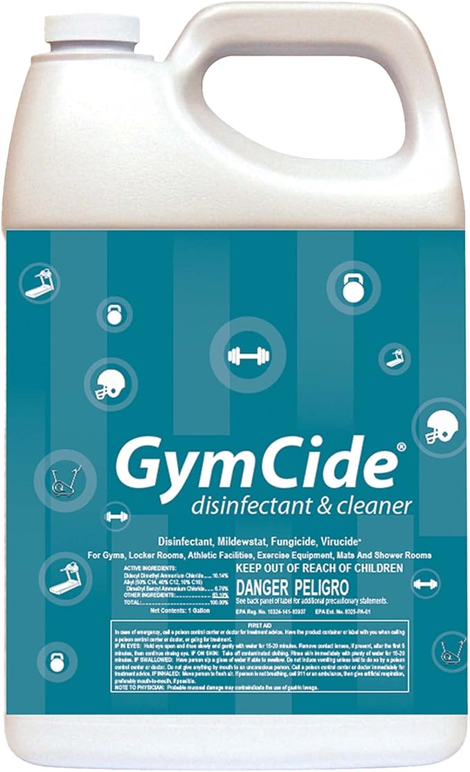 GymCide Disinfectant 1 Step Sports Equipment Concentrated Cleaner Deodorizer, Kills 99.9% of Germs and Eliminates Odors (Each)…