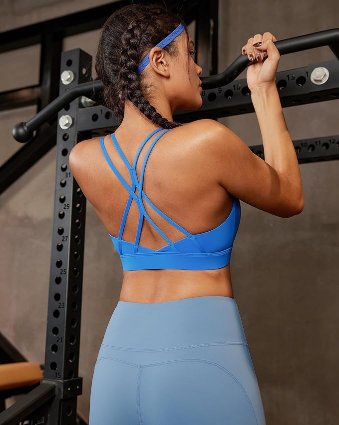 RUNNING GIRL Sports Bras for Women,Strappy Crisscross Back Padded Low Impact Running Sports Bra with Removable Cups
