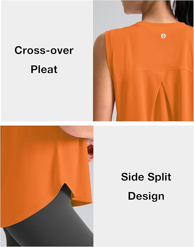 SANTINY Women's Sleeveless Workout Tops Breathable Lightweight Active Tennis Yoga Shirts Athletic Running Tank Tops for Women