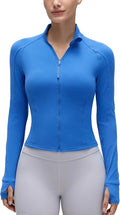 CRZ YOGA Butterluxe Waist Length Jackets for Women - Full Zip Athletic Track Tops with Thumb Holes Pockets