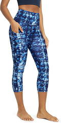 ODODOS Women's High Waisted Yoga Capris with Pockets, Tummy Control Non See Through Workout Athletic Running Capri Leggings