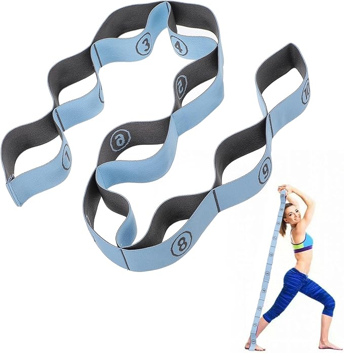 TIESOME Stretch Strap, Elastic Yoga Stretching Strap Multi-Loop for Physical Therapy Pilates Yoga Dance & Gymnastics Exercise and Flexible Pilates Stretch Band