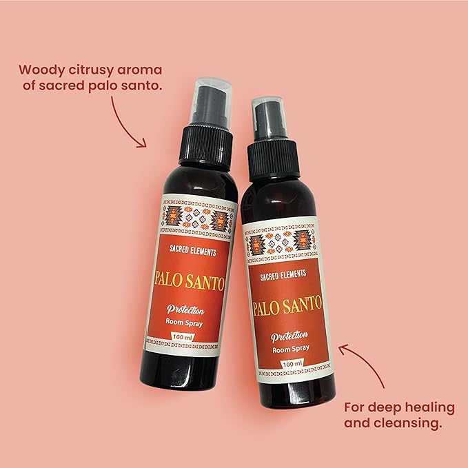 Palo Santo Spray for Empath Protection - (Pack of 2, 6.8 Oz) 100% Organic, Crystal Quartz Charged Rituals Spray | Getting Rid of Negative Energy Room Spray, Sweet Woodsy Aroma