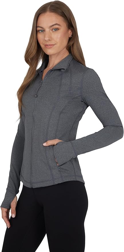 90 Degree By Reflex Full Zip Running Track Jacket Lightweight Athletic Slim Fit Jacket with Thumbholes