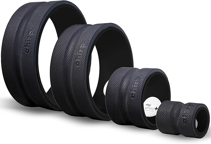 Chirp Wheel Foam Roller – Targeted Back & Neck Relief, Lumbar Spine Stretcher, Spinal Decompression Back Stretcher, Massage Roller with Density Foam for Physical Therapy, Supports 500lbs, 4-Pack Black