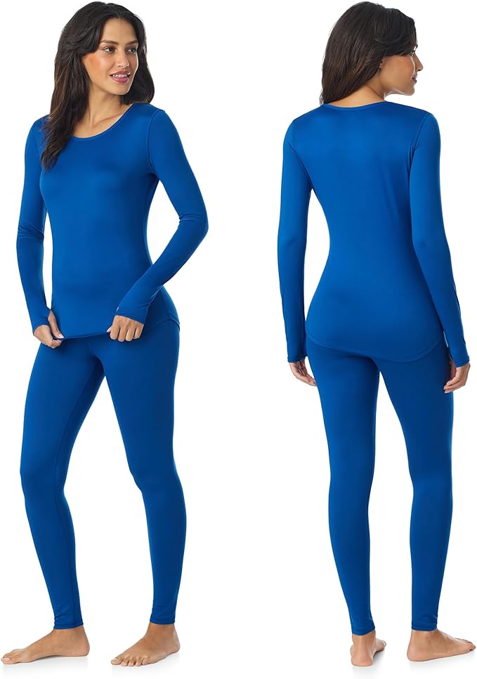 Cuddl Duds Womens Lightweight Breathable Everyday Active Base Layer Set - Long Sleeve Top & Leggings - Lounge Sets for Women