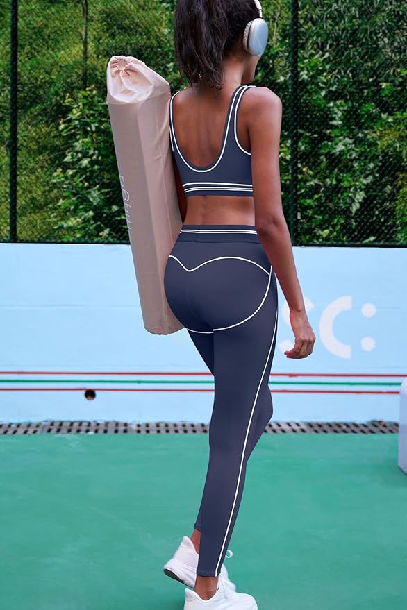 Nirovien Womens 2 Piece Workout Sets Athletic Yoga Sets Pilates Gym Outfits Butt Lifting Leggings and Sports Bra