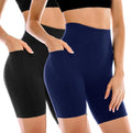 Leafigure 2 Pack Womens Biker Shorts with Pockets, High Waisted Yoga Shorts for Women Running Gym and Workout