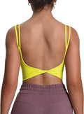 Aoxjox Women's Workout Sports Bras Fitness Yoga Crop Tank Metamorph Twist Back Cami