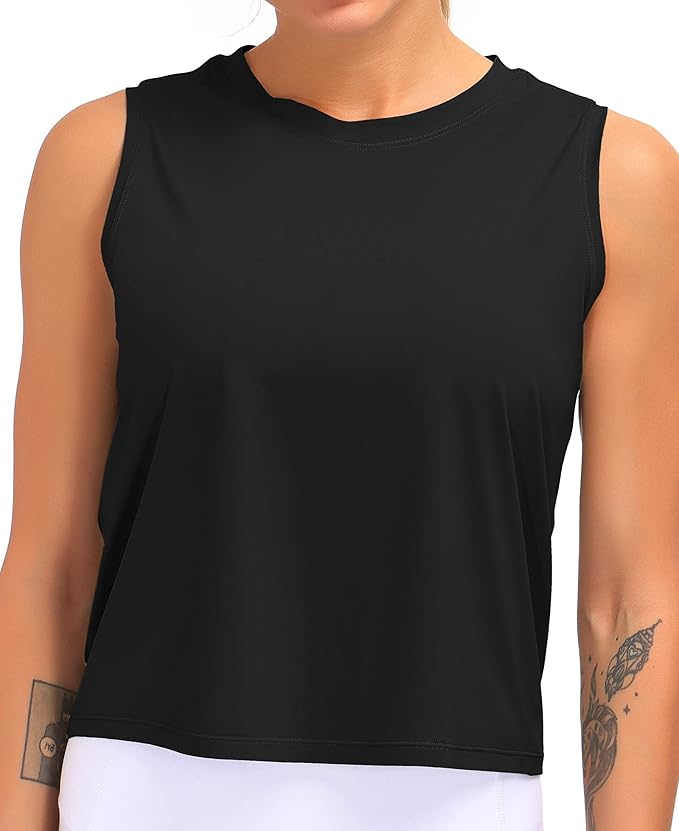 Dragon Fit Womens Ice Silk Workout Tank Tops Sleeveless Cropped Yoga Shirt for Running Gym Summer
