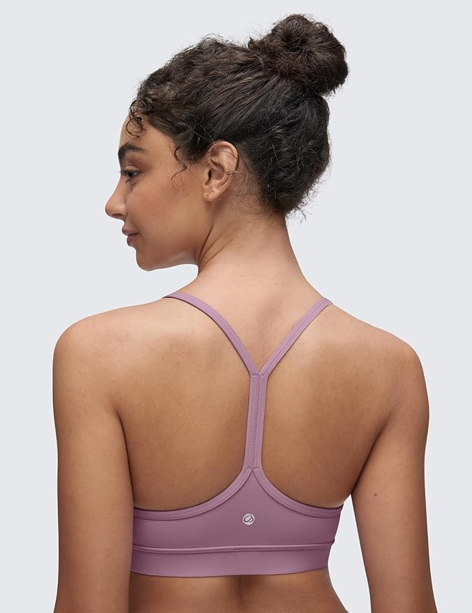CRZ YOGA Butterluxe Y Back Sports Bras for Women - Padded Racerback Low Impact Spaghetti Thin Strap Workout Yoga Top