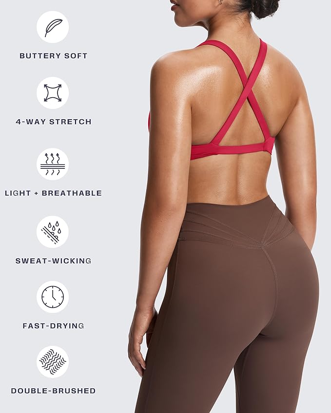 Aoxjox Women's Workout Sports Bras Fitness Satara Low Impact Bra Yoga Crop Tank