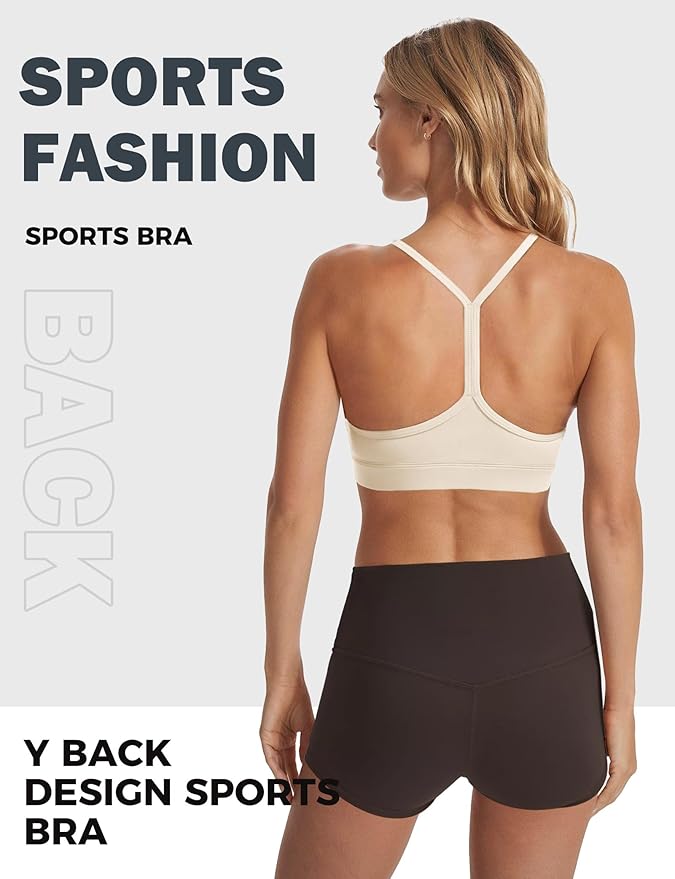 Buauty Sports Bra for Women, Y Back Light Support Workout Bra with Removable Pads for Yoga Pilates Gym