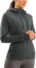 CRZ YOGA Women's Full Zip Hooded Sweatshirts Workout Sweat Jackets Slim Fit Running Track Hoodies with Thumbholes