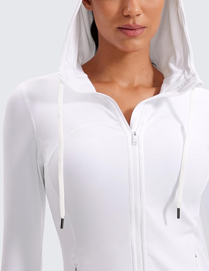 CRZ YOGA Butterluxe Hooded Athletic Jackets for Women - Full Zip Track Casual Tops with Thumb Holes Pockets