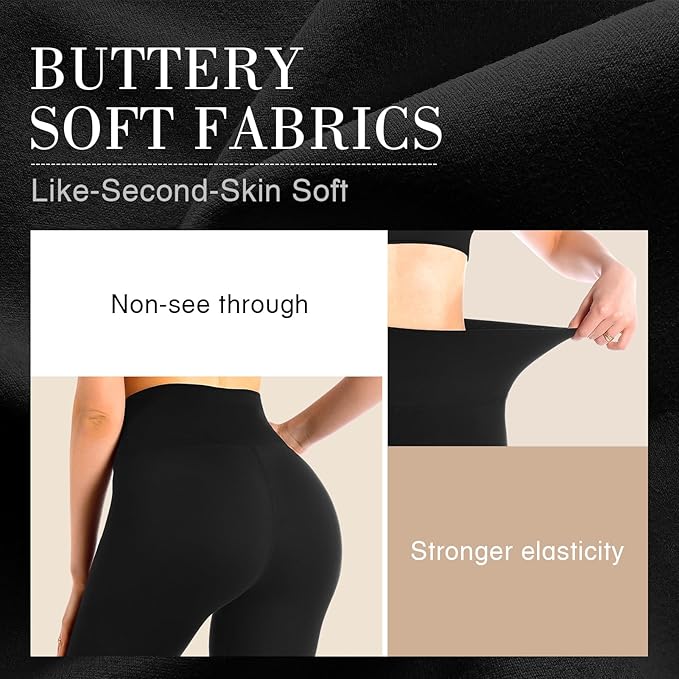 Leafigure High Waisted Leggings for Women- Soft No See-Through Yoga Pants for Gym Workout Running
