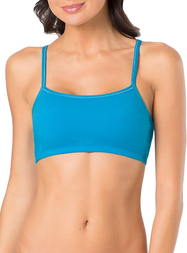 Fruit of the Loom Women's Spaghetti Strap Cotton Sports Bra - All-Day Comfort & Easy Movement
