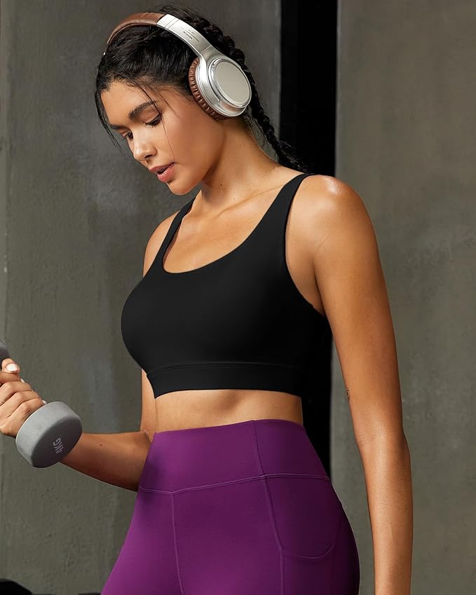 RUNNING GIRL High Impact Sports Bras for Women,Racerback Running Bra Workout Crop Tank Tops Longline Sports Bra Push up