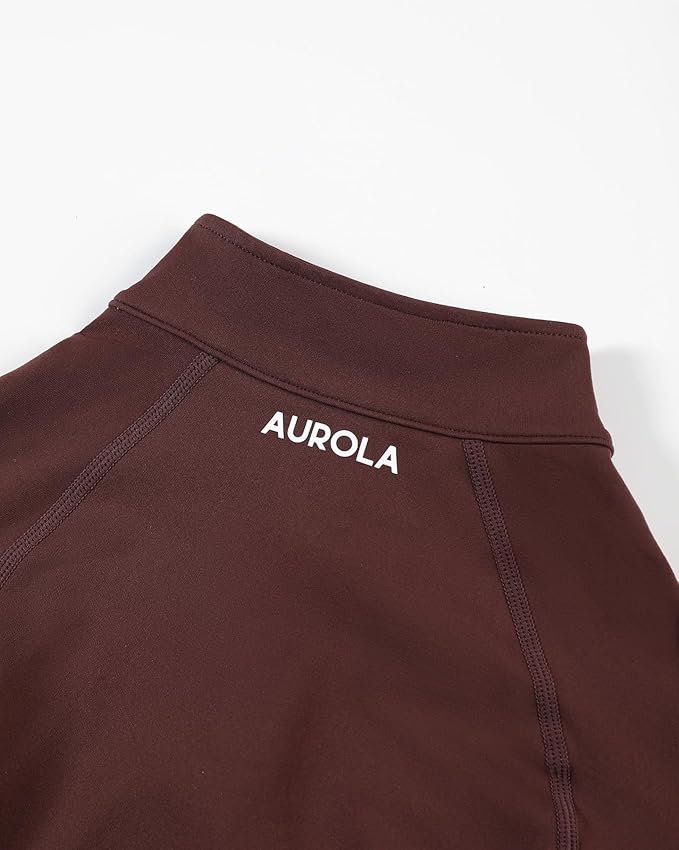 AUROLA Influence Workout Jacket for Women, Half Zip Cropped Slim Fit Long Sleeve Yoga Jackets Athletic Top with Thumb Holes