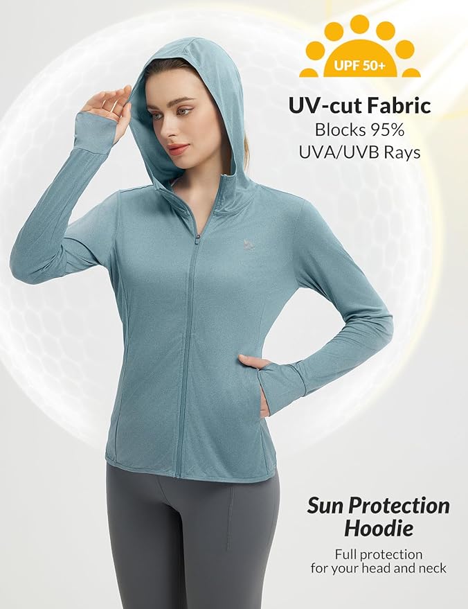 baleaf Women's Sun Protection Jacket Hoodie Clothing Lightweight Long Sleeve Sun Cover Up Shirt