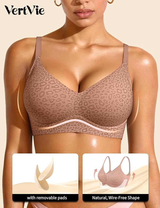 Vertvie Womens Seamless Jelly Bras No Underwire Comfort Push Up Bras Buttery Soft Wireless Bralette Full Coverage Sports Bra