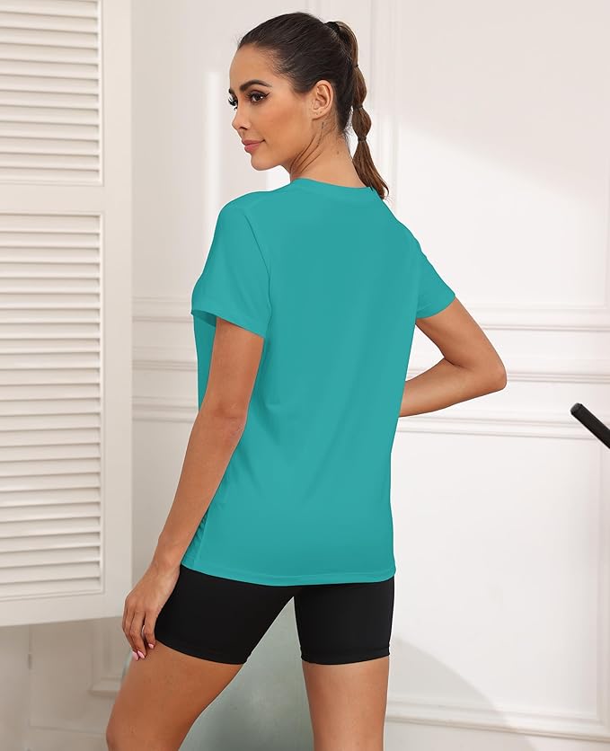 KevaMolly Workout Tops for Women UPF50+ Breathable Loose Fit Yoga T Shirts Short Sleeve Running Gym Athletic Tee Top
