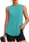 PINSPARK Workout Tops for Women Sleeveless Athletic Tank Tops UPF 50+ Running Tanks with Side Slits Loose Fit Gym Yoga Shirt