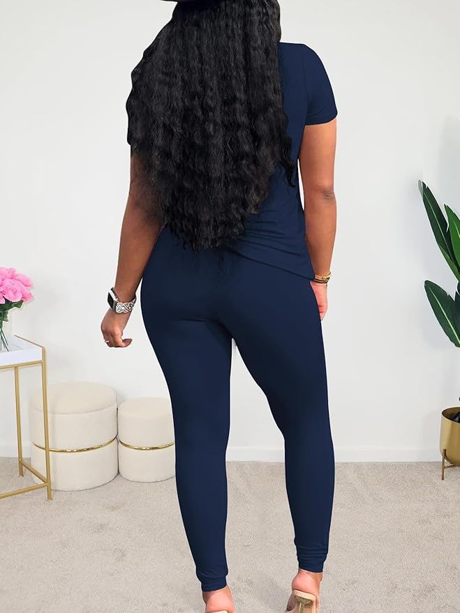 Lounge Sets for Women 2 Piece Summer Casual Jogger Workout Outfits Short Tops Long Pant Sweat suit leggings set