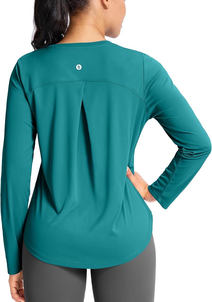 SANTINY Lightweight Long Sleeve Workout Tops for Women Breathable Gym Yoga Athletic Running Hiking Top UPF 50+ Sun Shirts