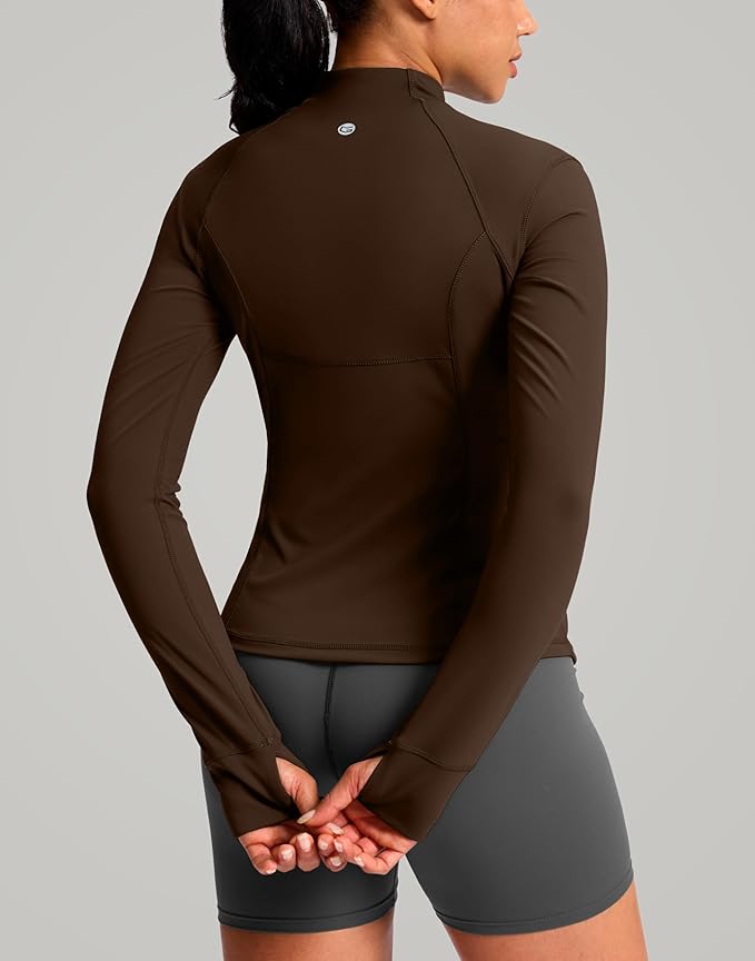 G Gradual Women's Workout Jackets Extended Waist Length Slim Full Zip 4 Pockets Athletic Jacket Spring Running Yoga Clothes