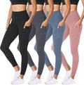 NexiEpoch 4 Pack Leggings for Women - High Waisted Tummy Control Soft Black Capri Yoga Pants with Pockets for Workout