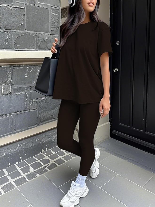 ZFLM casual sportswear 3-piece set high waist tight pants yoga pants short sleeved round neck yoga set