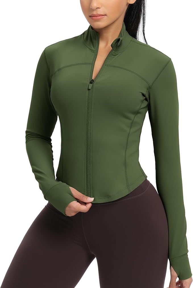 GYM RAINBOW Womens Zip Up Workout Jakcets Lightweight Slim Fit Running Athletic Jackets with Thumb Holes