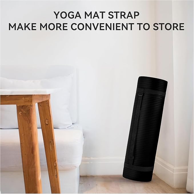Fitvids Yoga Mat, 1/2-Inch Extra Thick High Density Exercise Mat, Anti-Tear Exercise Yoga Mat with Carrying Strap, Suitable for Various Yoga Exercises