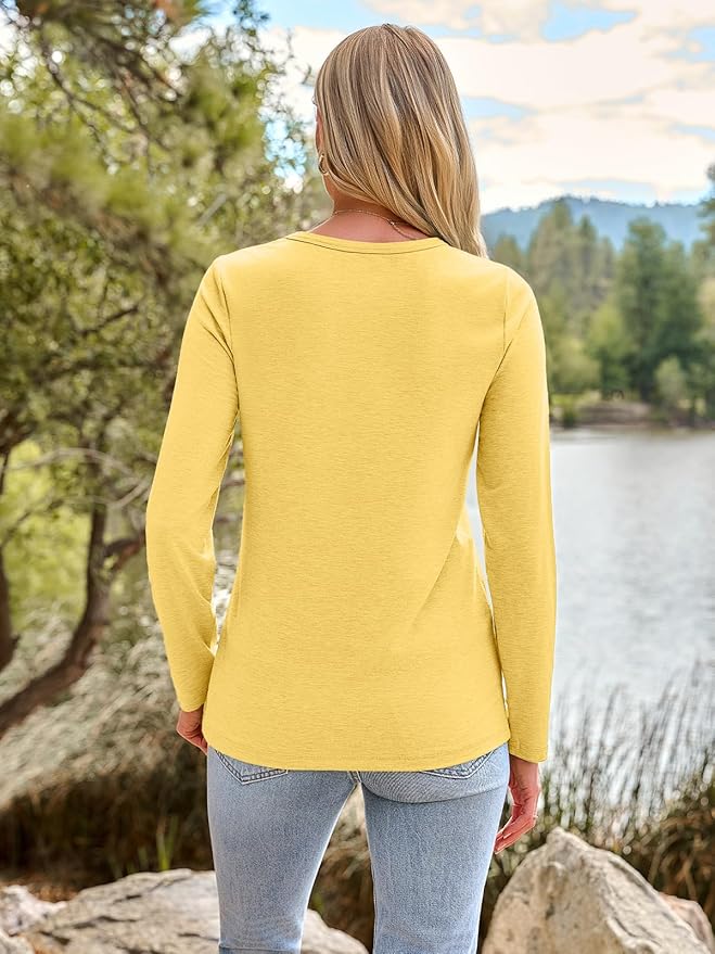 AUTOMET Women‘s Basic Long Sleeve Crewneck, Plus Size Winter & Spring Top, Casual Fall Tee for Teacher & Everyday Outfits