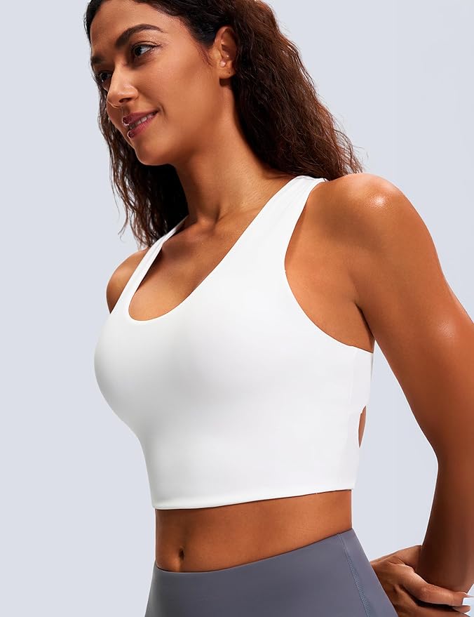 Sports Bras for Women Criss-Cross Back Padded Workout Tank Tops Medium Support Crop Tops for Women