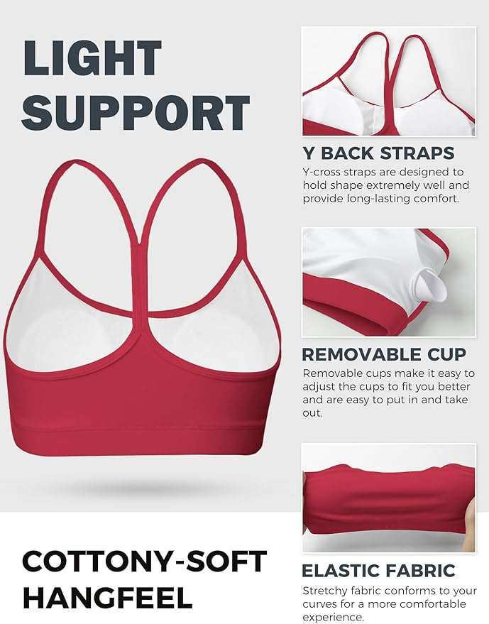 Buauty Sports Bra for Women, Y Back Light Support Workout Bra with Removable Pads for Yoga Pilates Gym