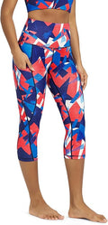ODODOS Women's High Waisted Yoga Capris with Pockets, Tummy Control Non See Through Workout Athletic Running Capri Leggings