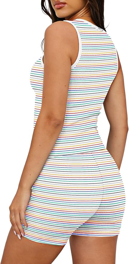 NIASHOT Two Piece Casual Workout Sets for Women Athletic 2 Piece Summer Outfits Lounge Matching Sets Clothing