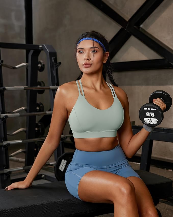 RUNNING GIRL Sports Bras for Women,Strappy Crisscross Back Padded Low Impact Running Sports Bra with Removable Cups