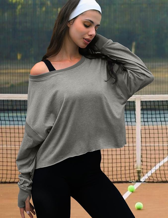 UNIANKIYA Open Back Workout Tops for Women Long Sleeve Cropped Athletic Clothes Gym Running Yoga Low Impact Sports T Shirts