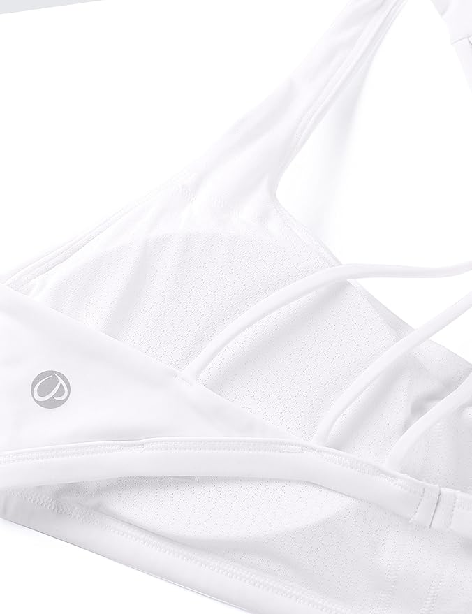 CRZ YOGA Womens Naked Feeling Criss Cross Sports Bra - Strappy Back Padded Medium Support Wireless Gym Cami Workout Yoga